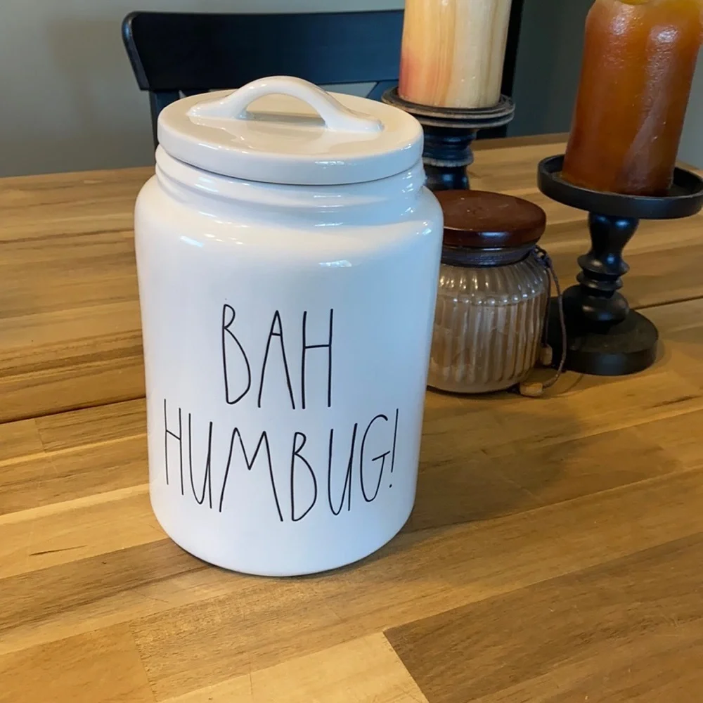 RAE DUNN Bah Humbug cookie jar